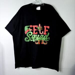 NWT Elf Squad Christmas Funny Holiday Short Sleeve Black T-Shirt Men's Size 2XL